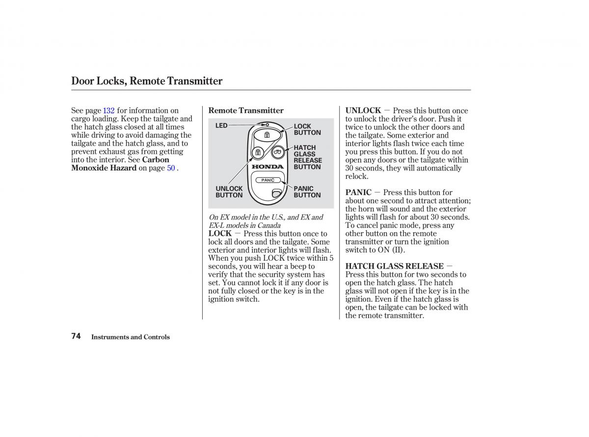 Honda CR V II 2 owners manual / page 79