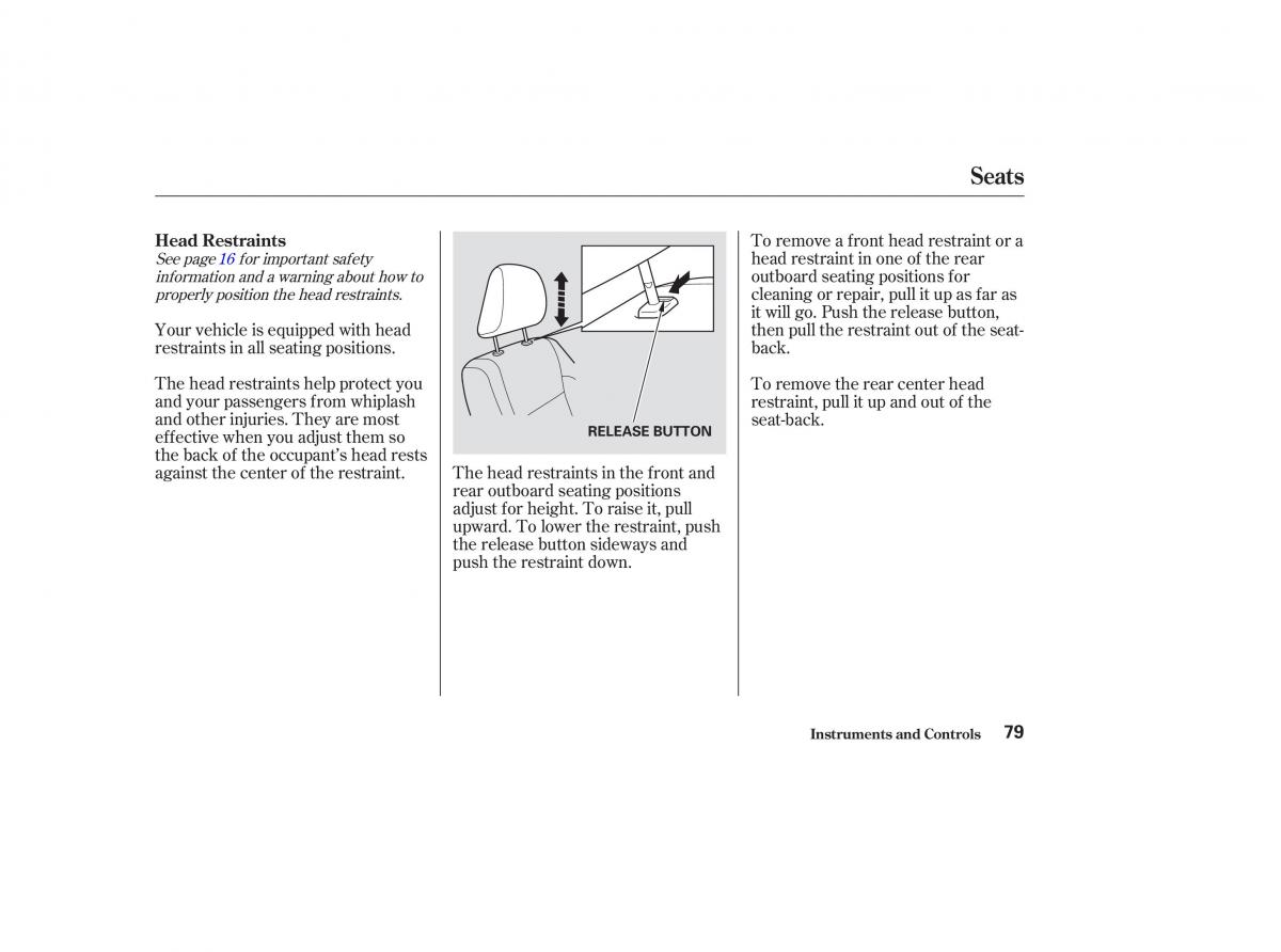 Honda CR V II 2 owners manual / page 84