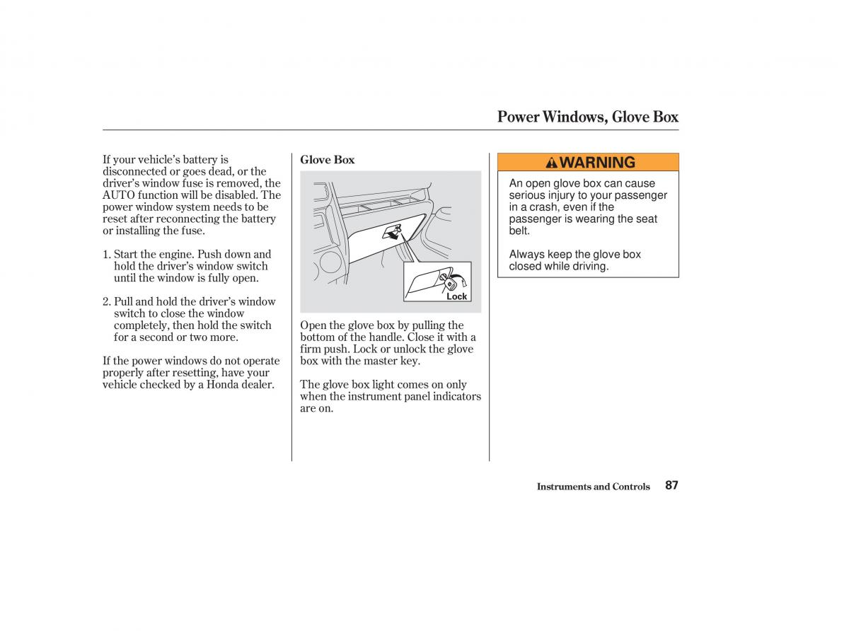 Honda CR V II 2 owners manual / page 92