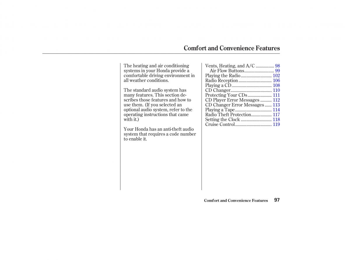 Honda CR V II 2 owners manual / page 102