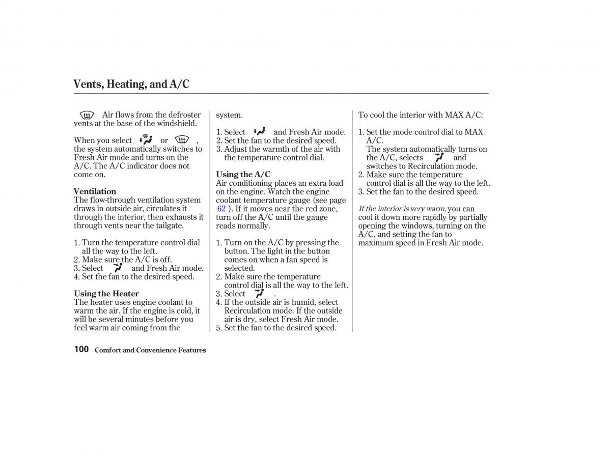 Honda CR V II 2 owners manual / page 105