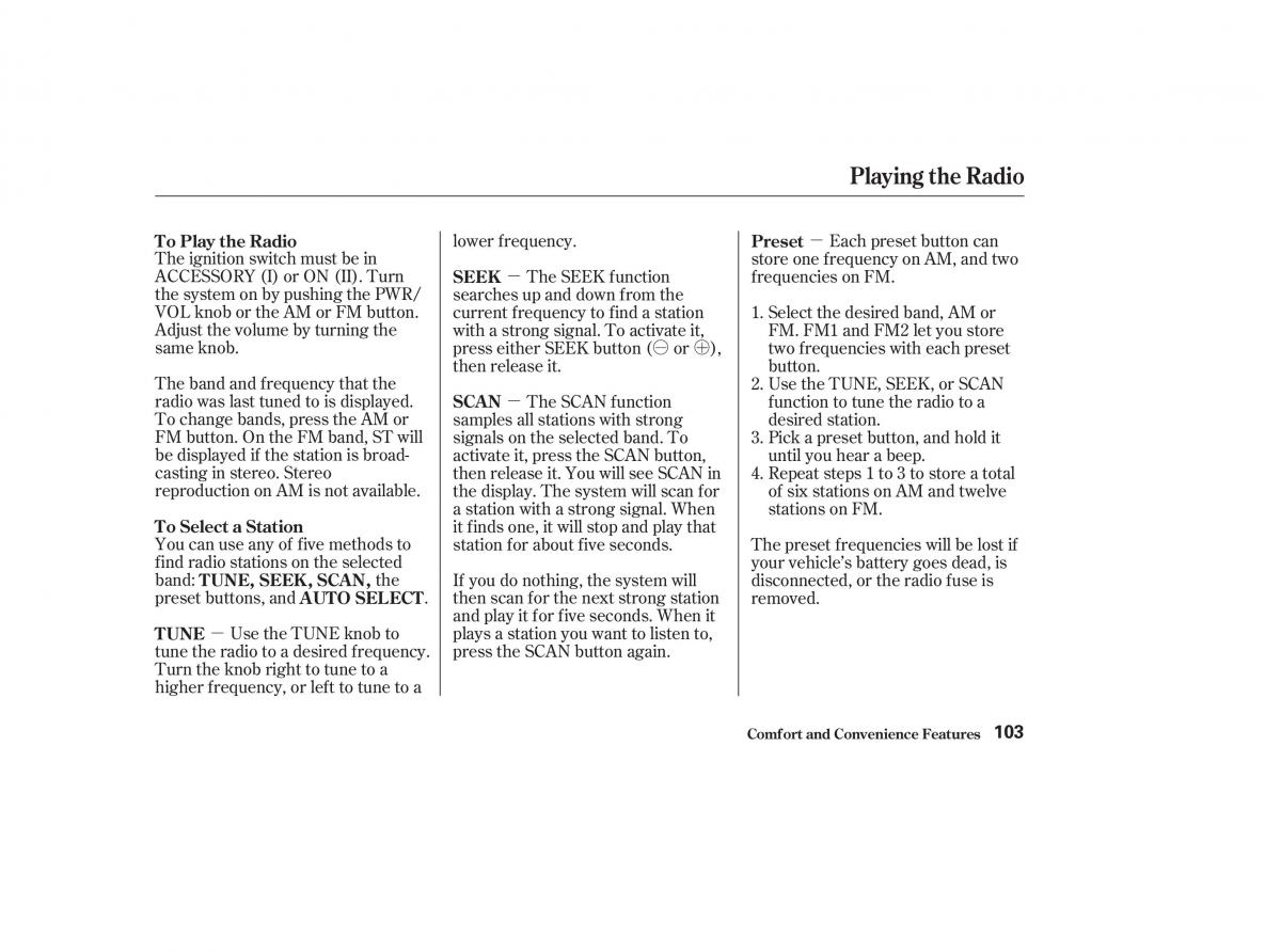 Honda CR V II 2 owners manual / page 108