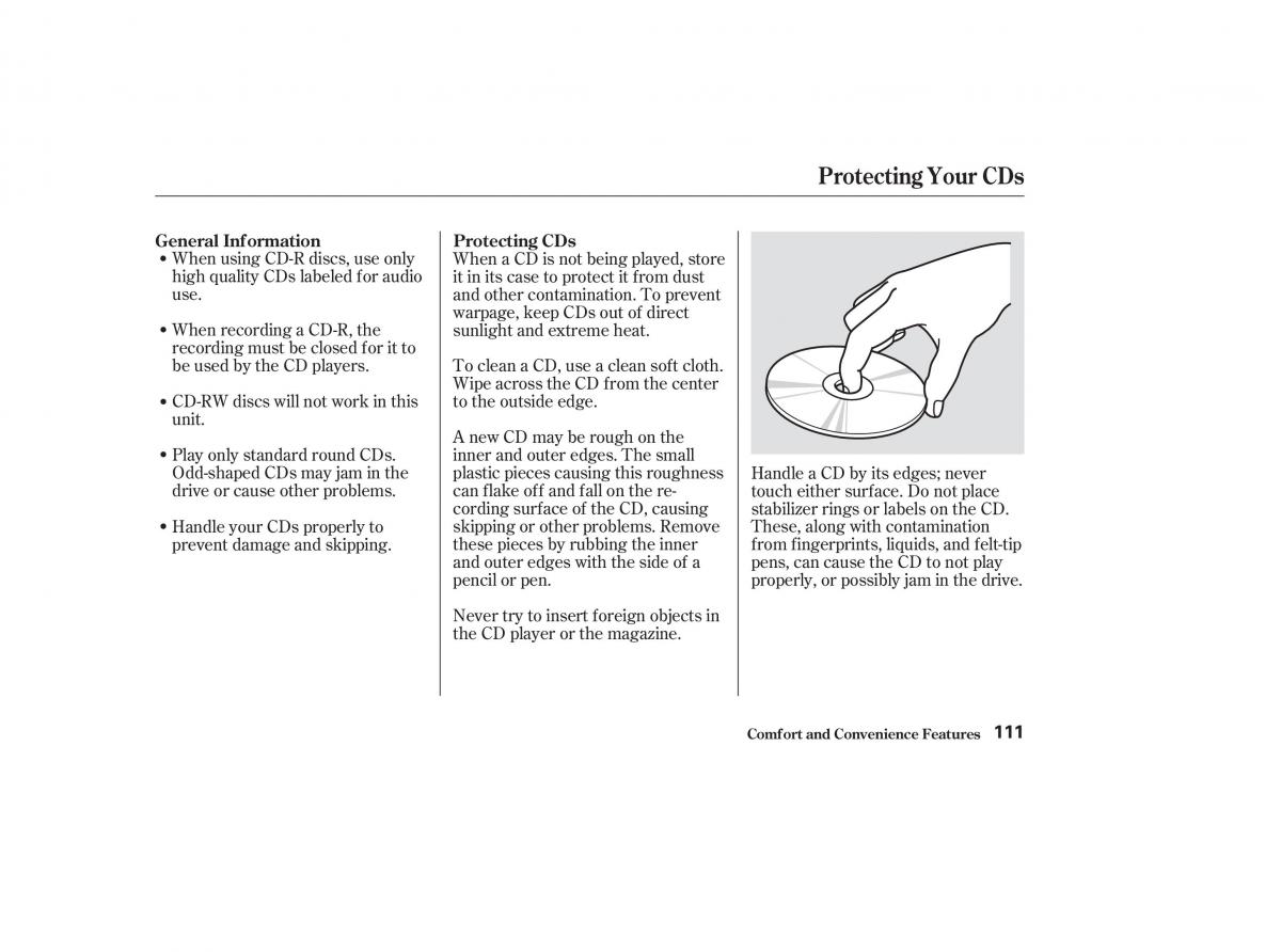 Honda CR V II 2 owners manual / page 116