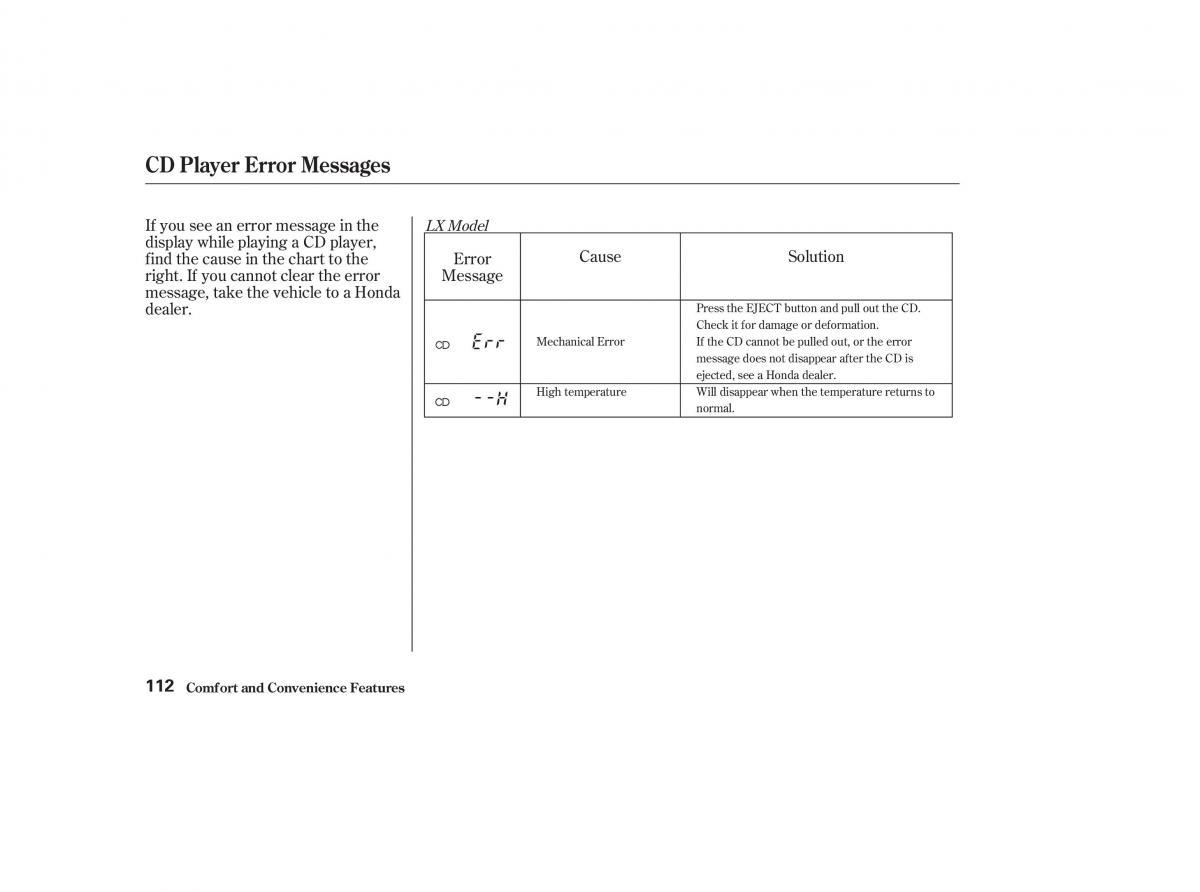 Honda CR V II 2 owners manual / page 117