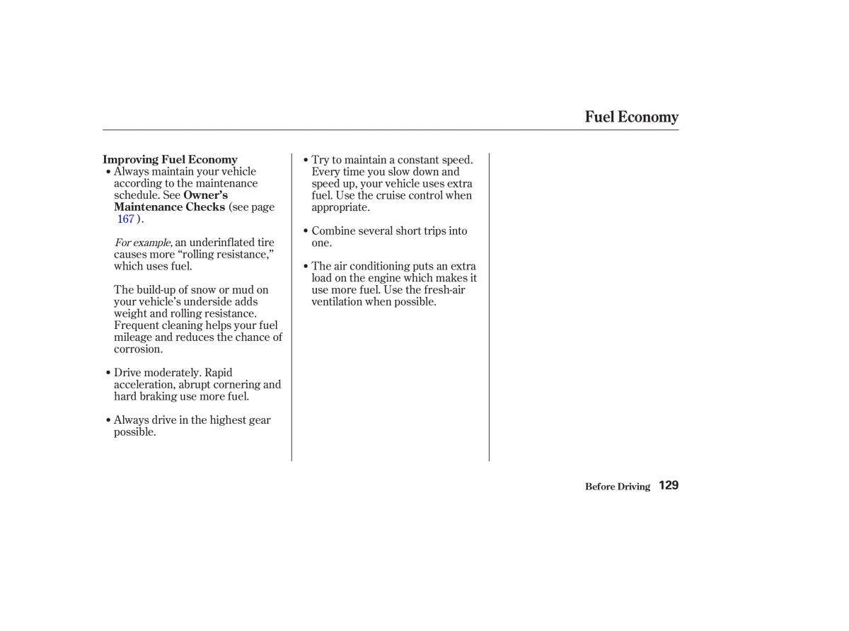 Honda CR V II 2 owners manual / page 134