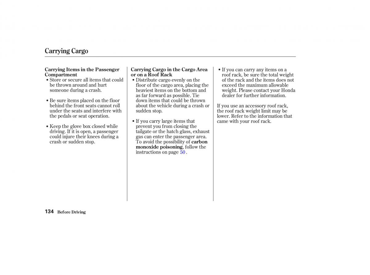 Honda CR V II 2 owners manual / page 139