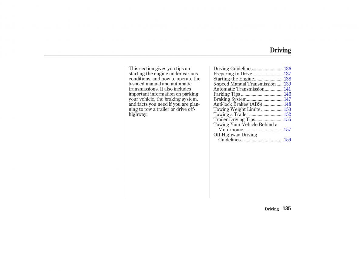 Honda CR V II 2 owners manual / page 140