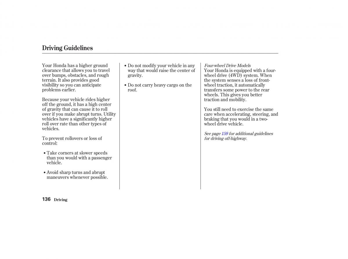 Honda CR V II 2 owners manual / page 141