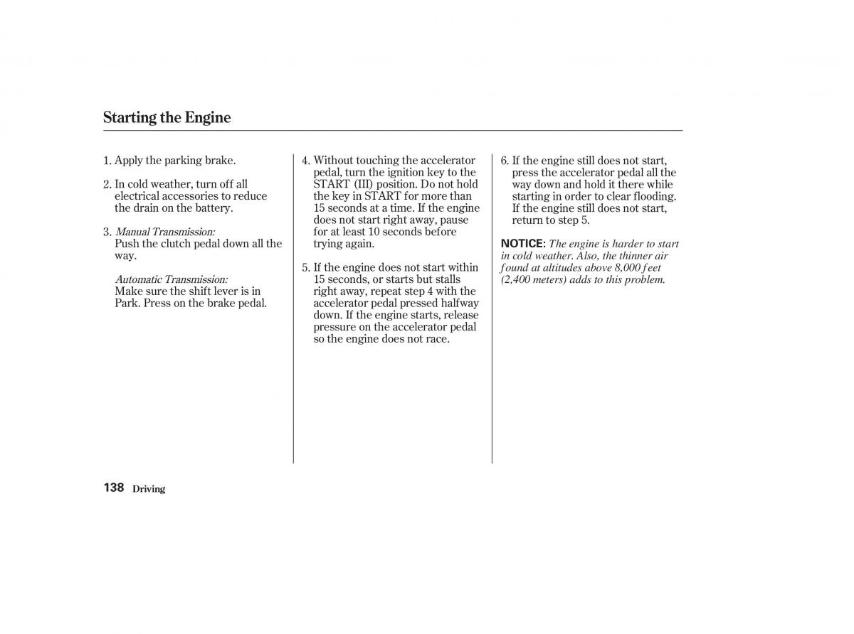 Honda CR V II 2 owners manual / page 143