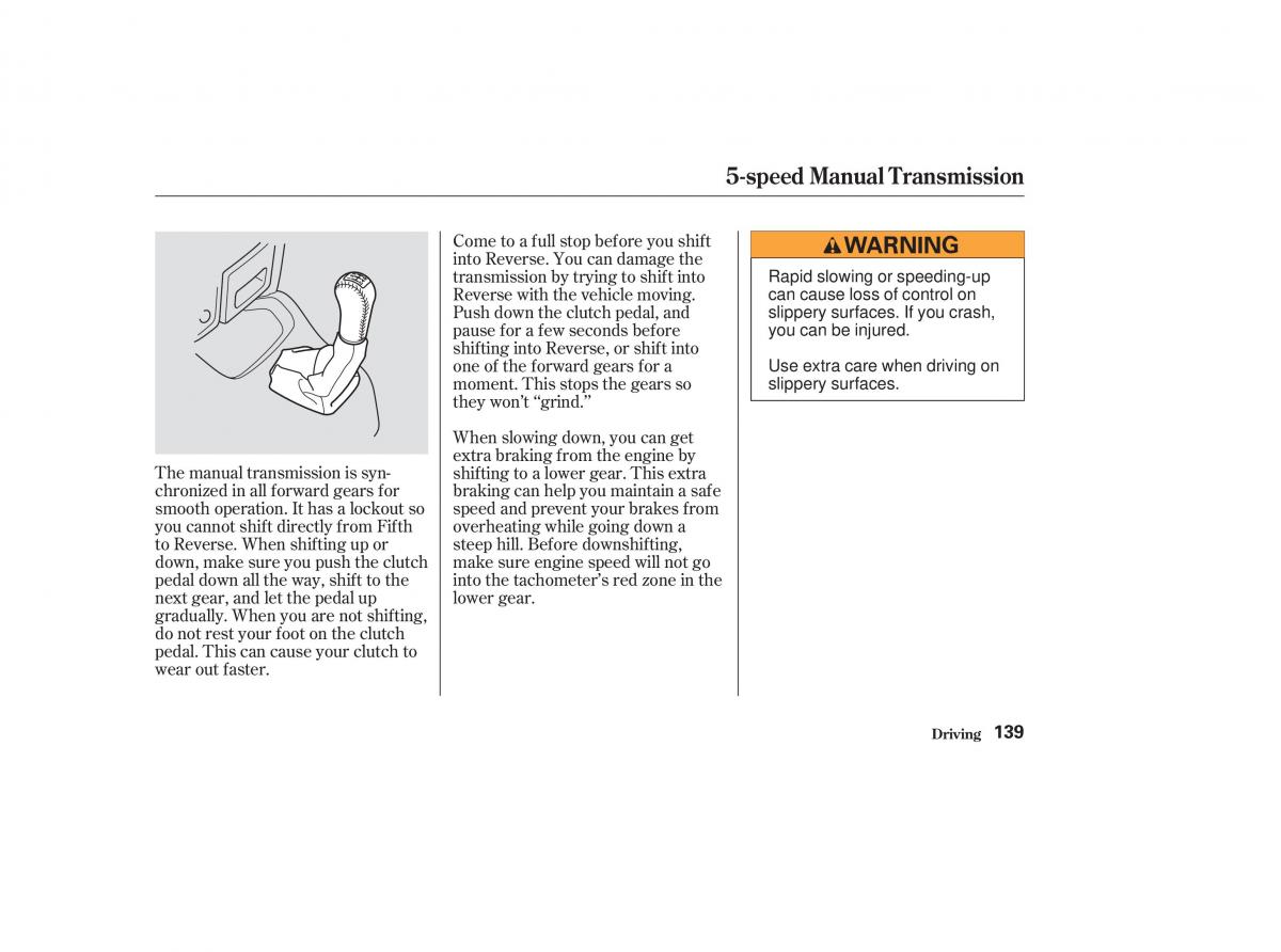 Honda CR V II 2 owners manual / page 144