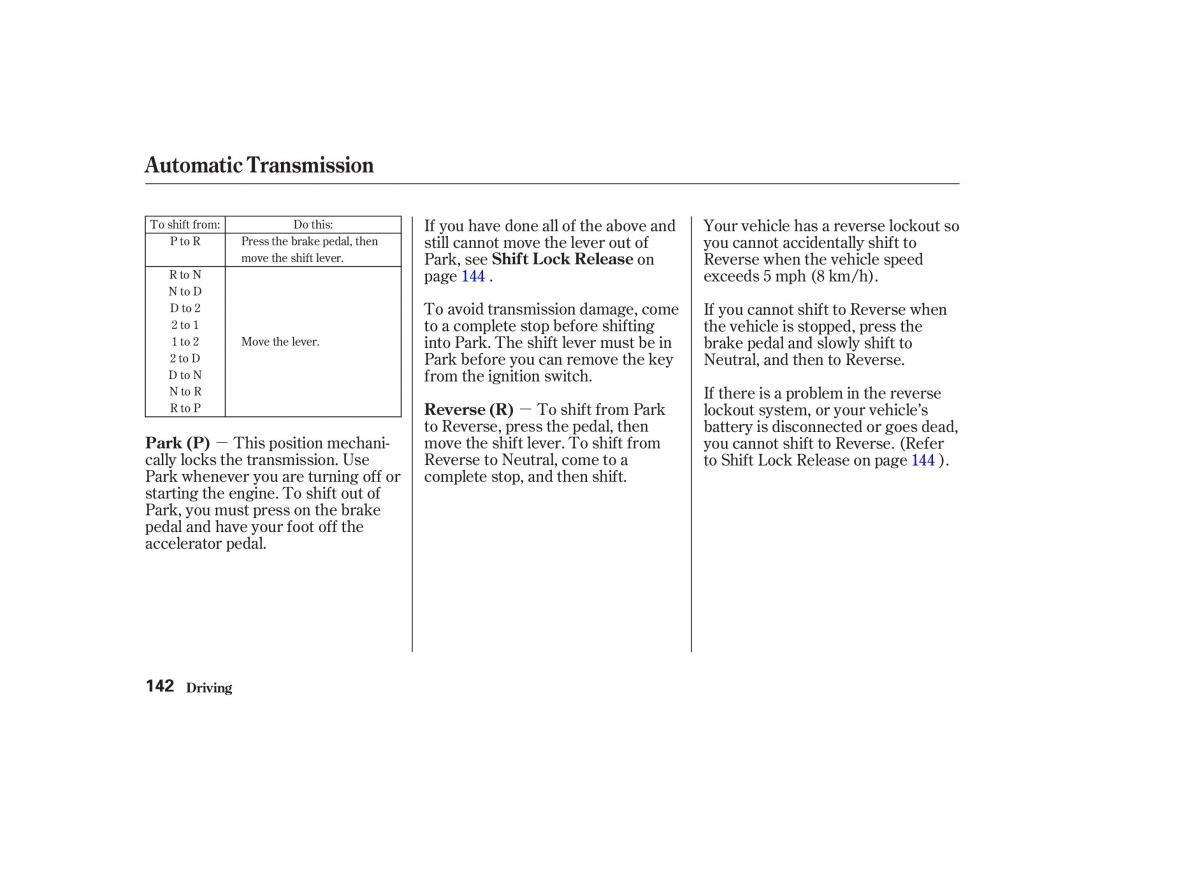 Honda CR V II 2 owners manual / page 147