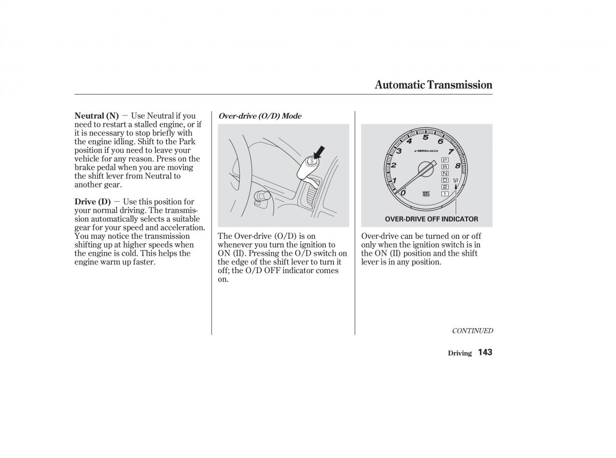 Honda CR V II 2 owners manual / page 148