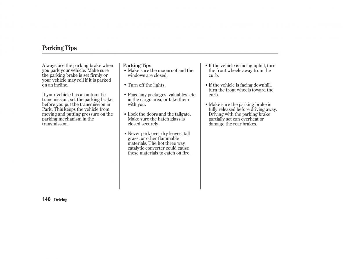 Honda CR V II 2 owners manual / page 151