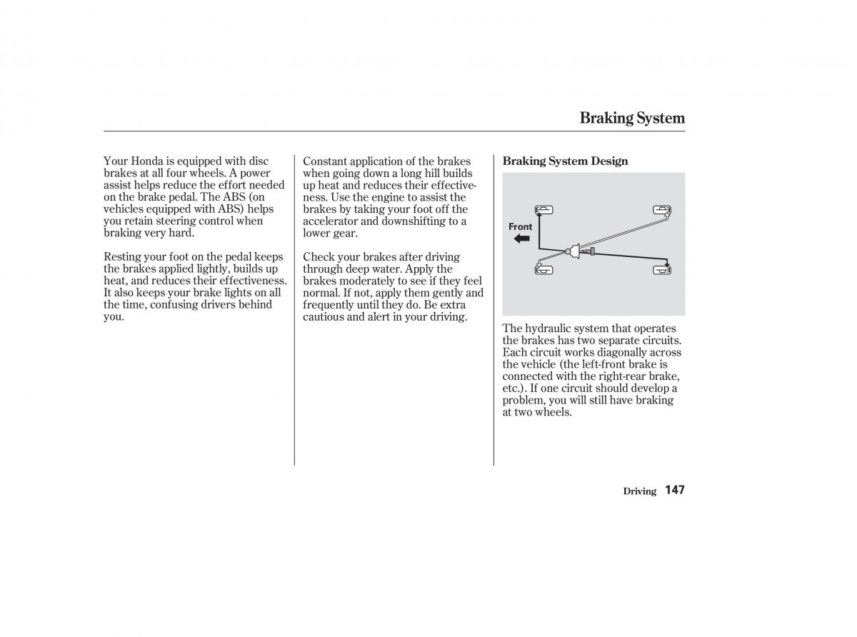 Honda CR V II 2 owners manual / page 152