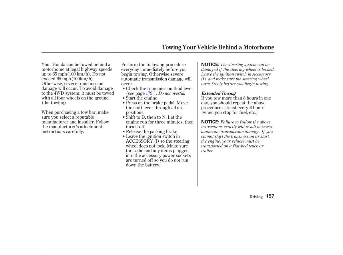 Honda CR V II 2 owners manual / page 162