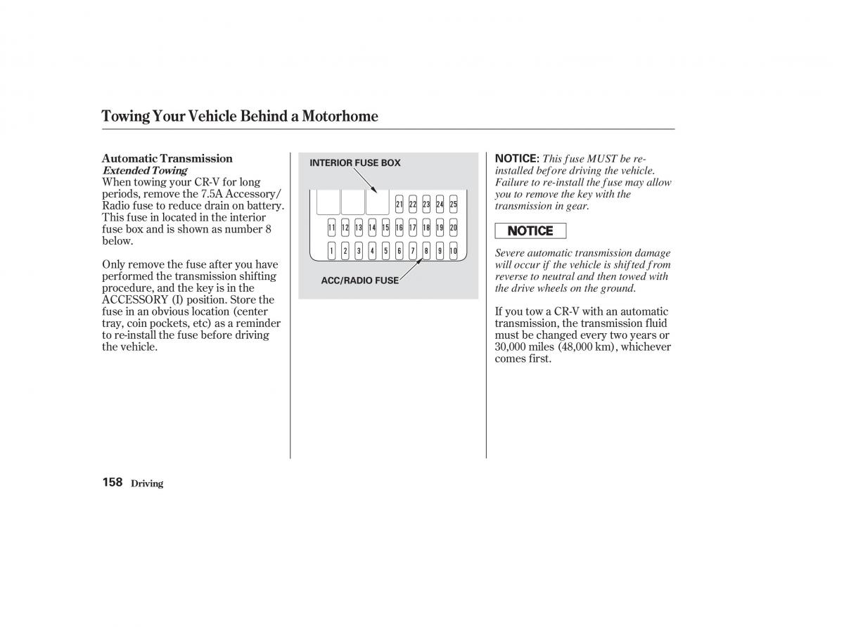 Honda CR V II 2 owners manual / page 163