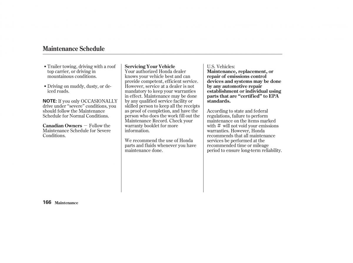 Honda CR V II 2 owners manual / page 171