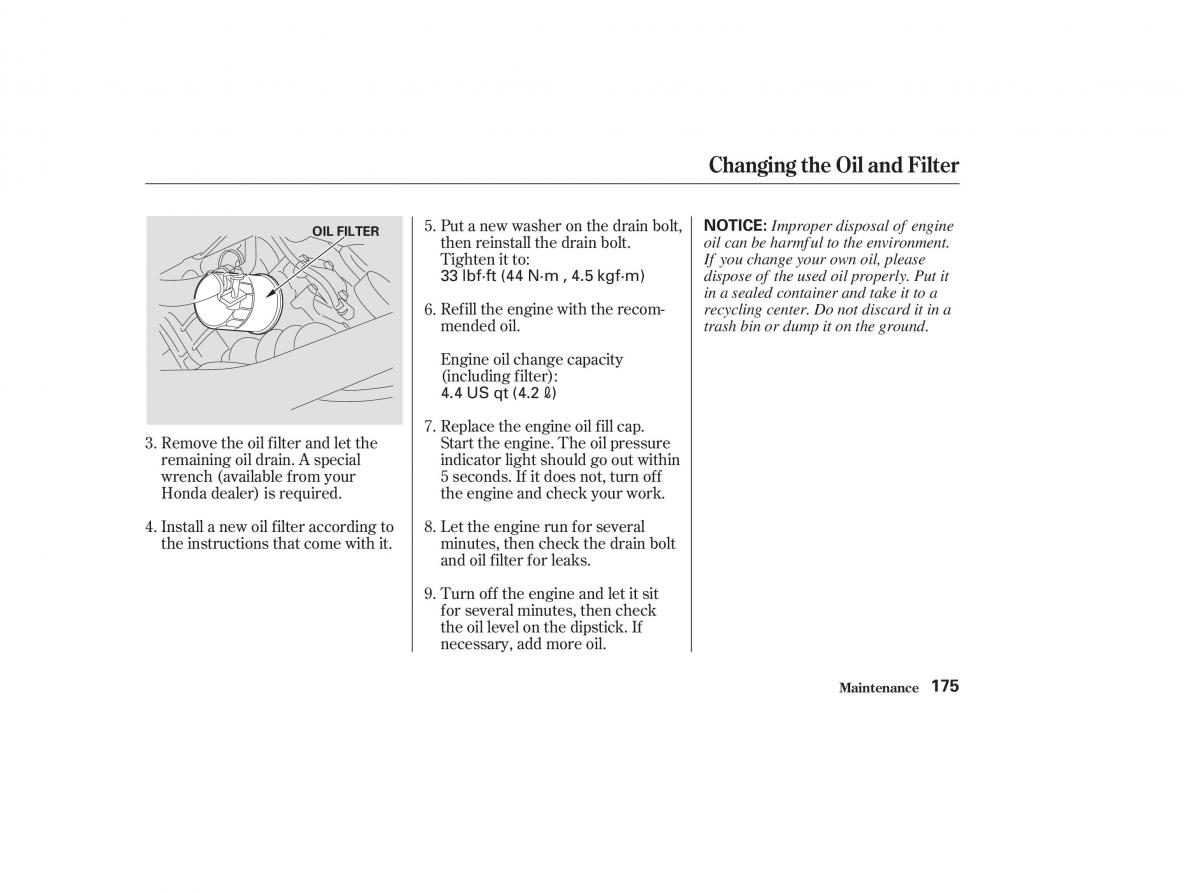 Honda CR V II 2 owners manual / page 180