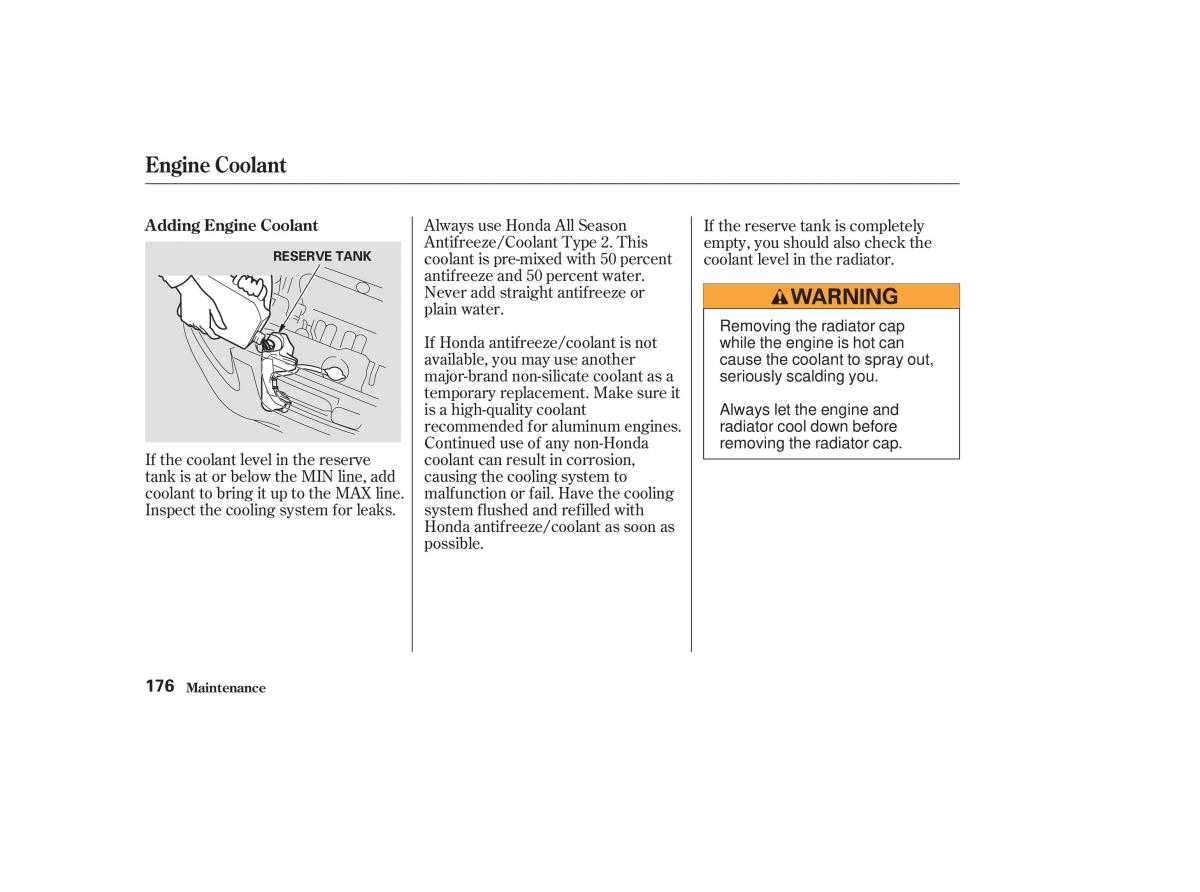 Honda CR V II 2 owners manual / page 181