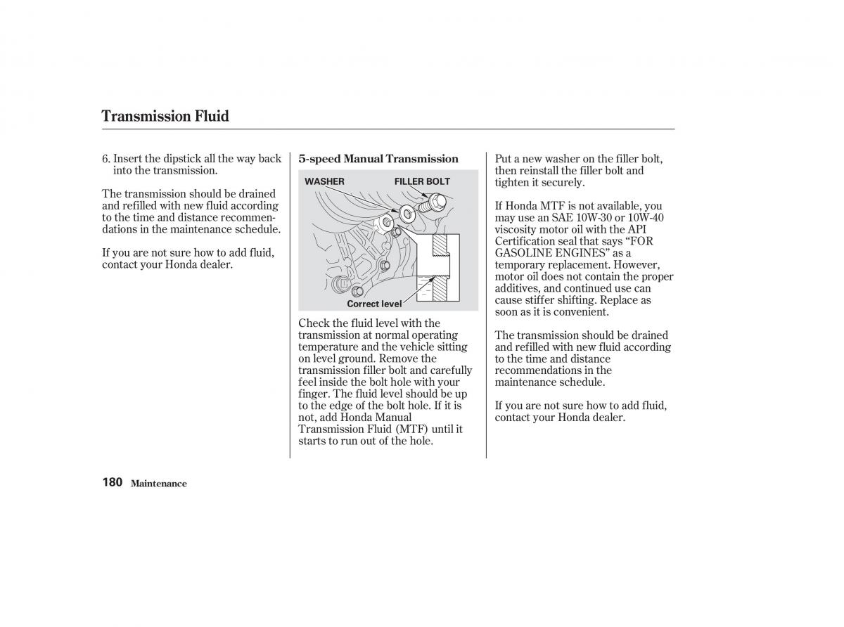 Honda CR V II 2 owners manual / page 185