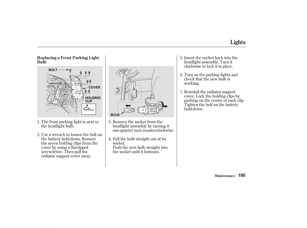 Honda CR V II 2 owners manual / page 190