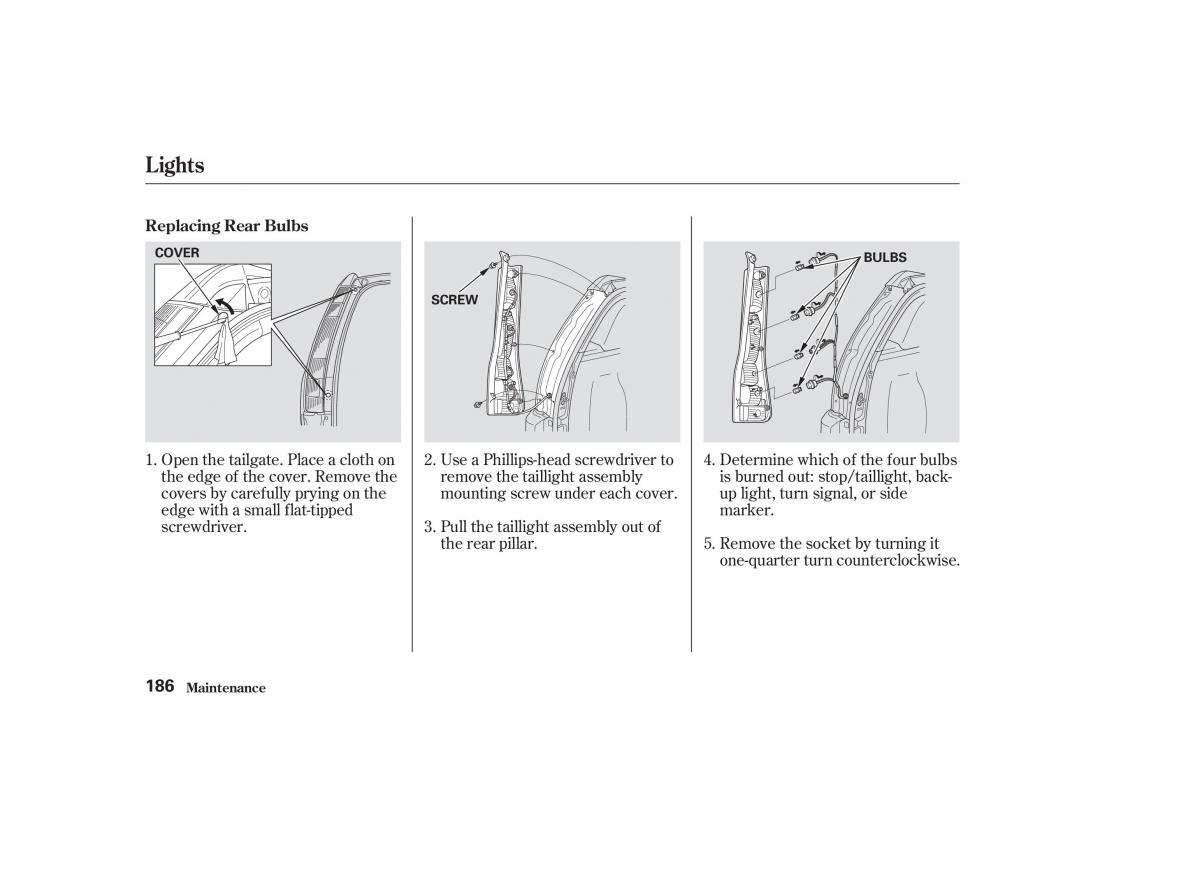 Honda CR V II 2 owners manual / page 191