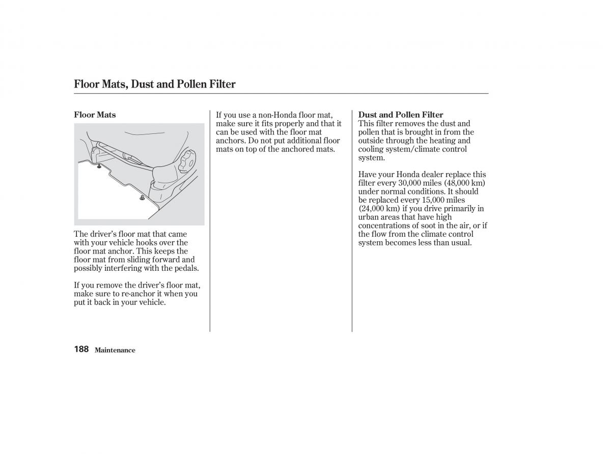 Honda CR V II 2 owners manual / page 193