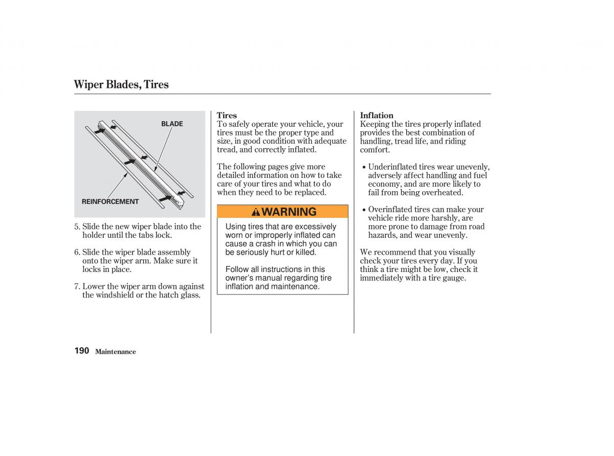 Honda CR V II 2 owners manual / page 195