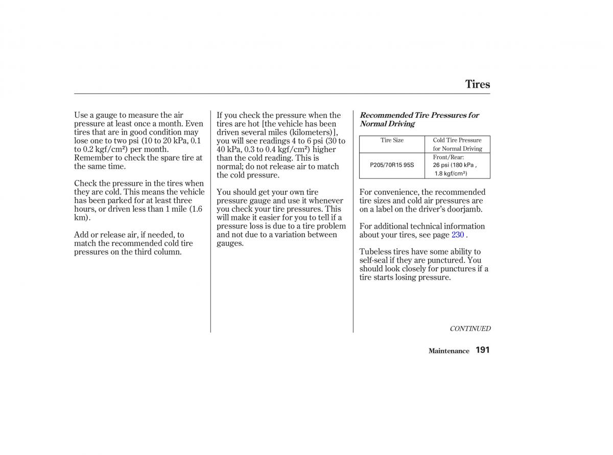 Honda CR V II 2 owners manual / page 196