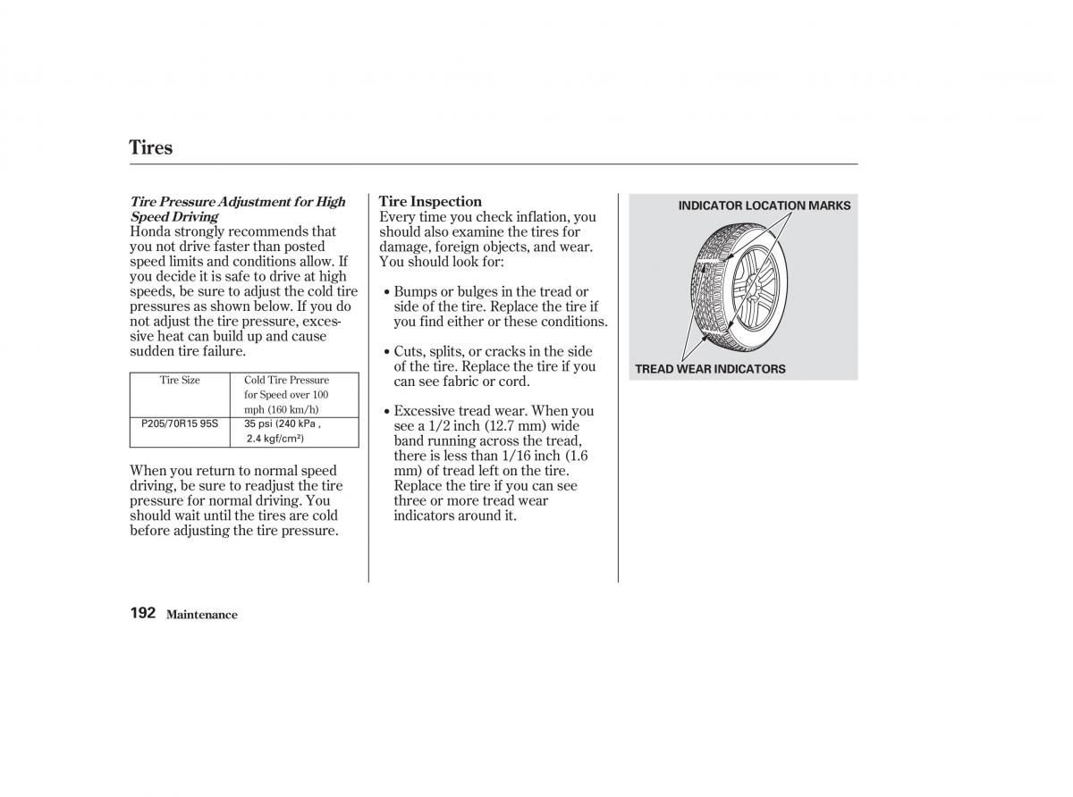 Honda CR V II 2 owners manual / page 197