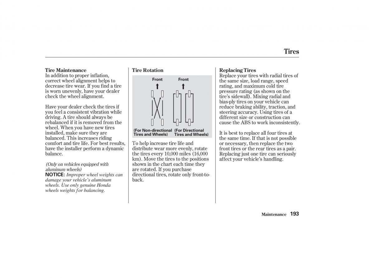 Honda CR V II 2 owners manual / page 198