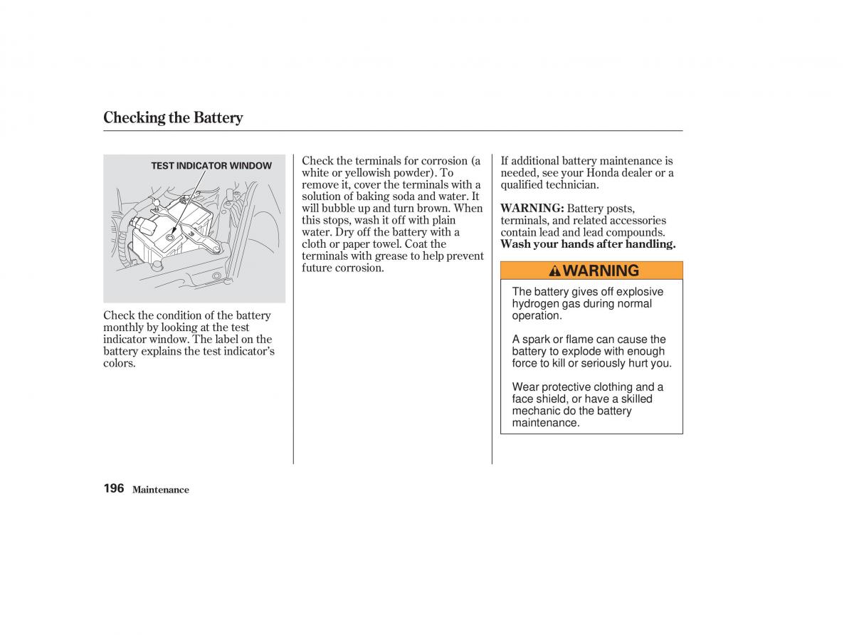 Honda CR V II 2 owners manual / page 201