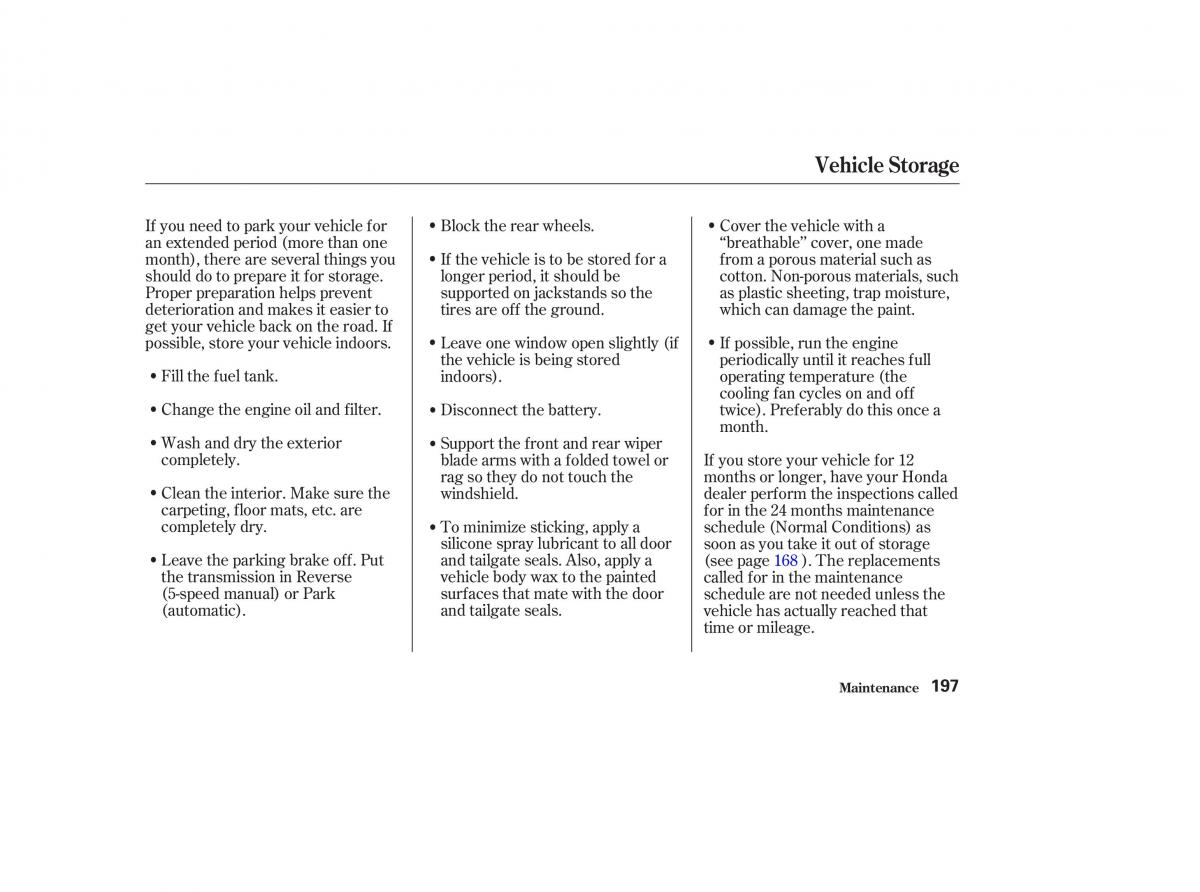 Honda CR V II 2 owners manual / page 202