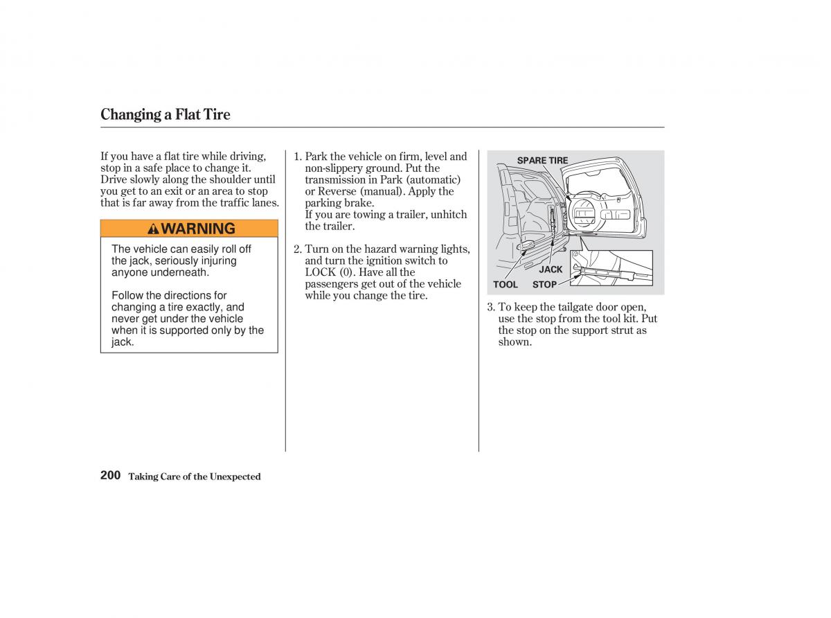 Honda CR V II 2 owners manual / page 205