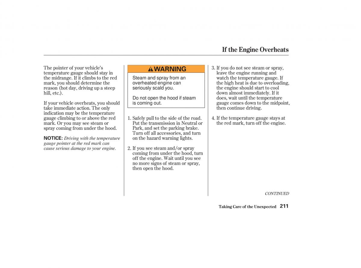 Honda CR V II 2 owners manual / page 216