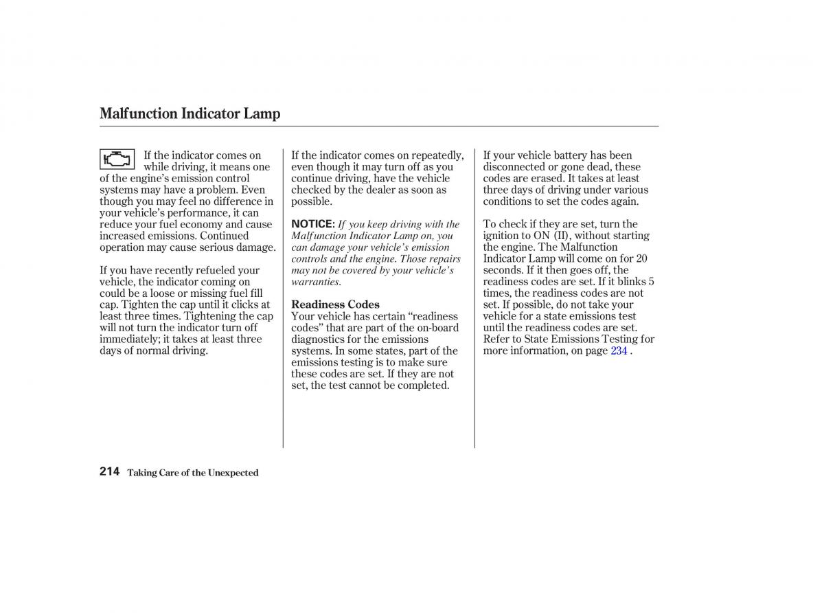 Honda CR V II 2 owners manual / page 219