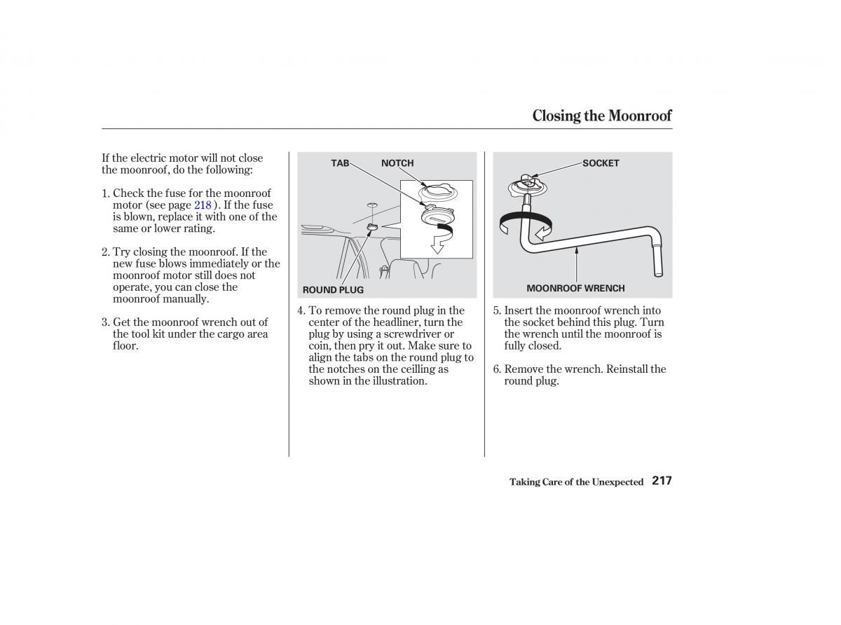 Honda CR V II 2 owners manual / page 222