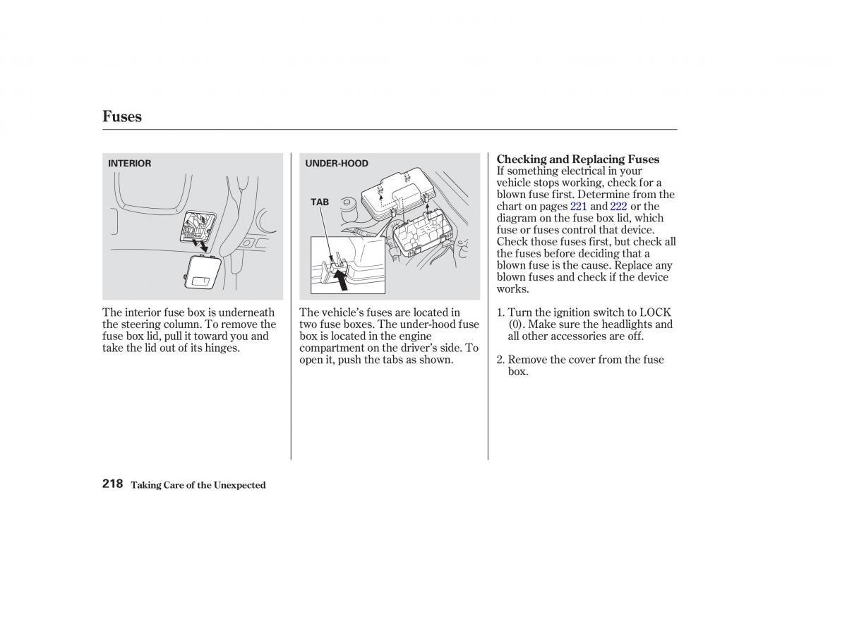 Honda CR V II 2 owners manual / page 223