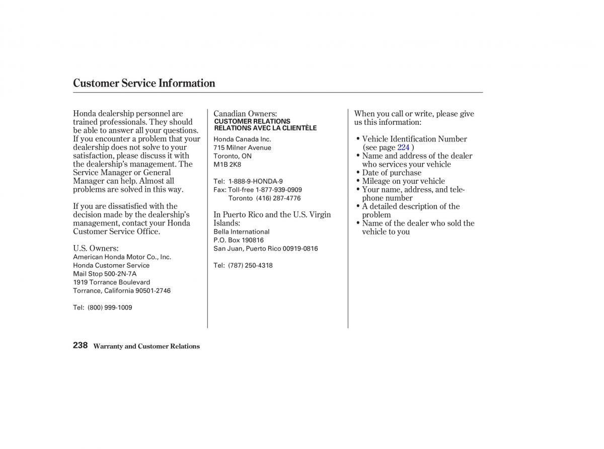 Honda CR V II 2 owners manual / page 243