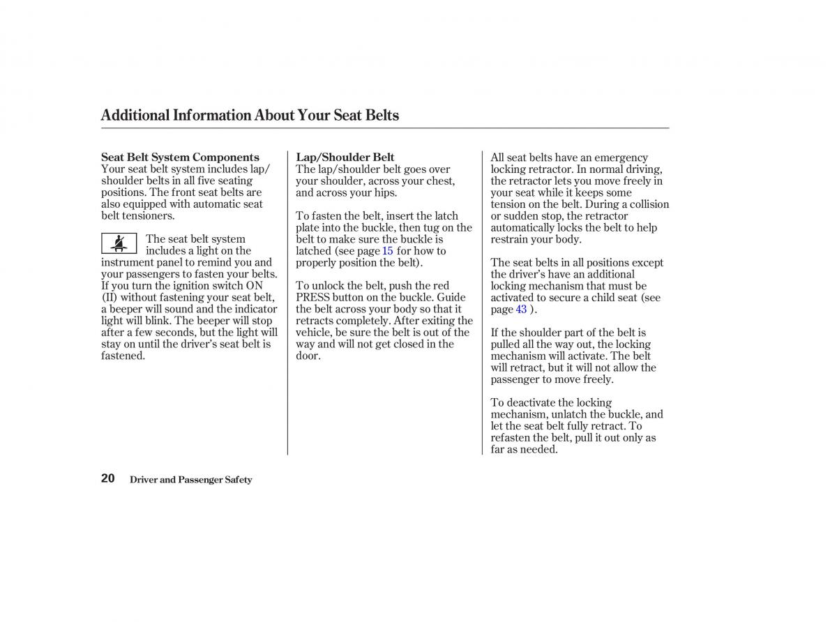 Honda CR V II 2 owners manual / page 25