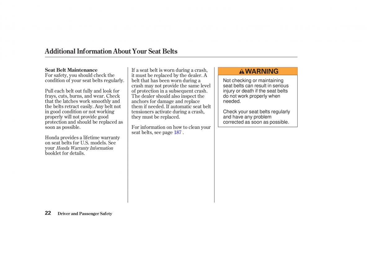 Honda CR V II 2 owners manual / page 27