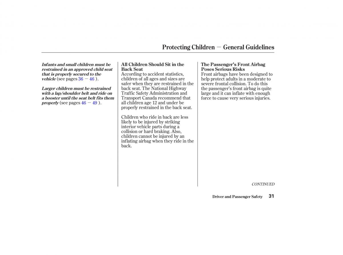 Honda CR V II 2 owners manual / page 36