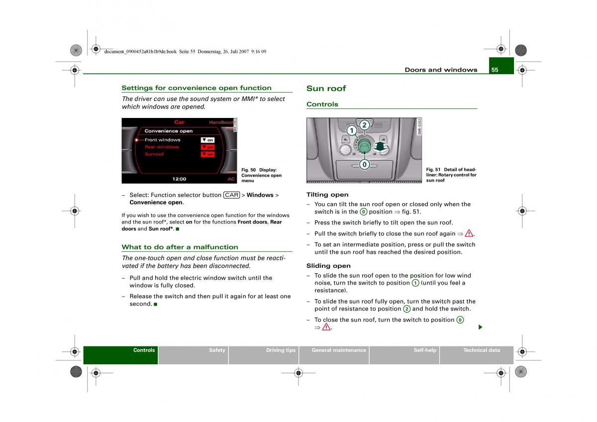 Audi A4 B8 owners manual / page 57