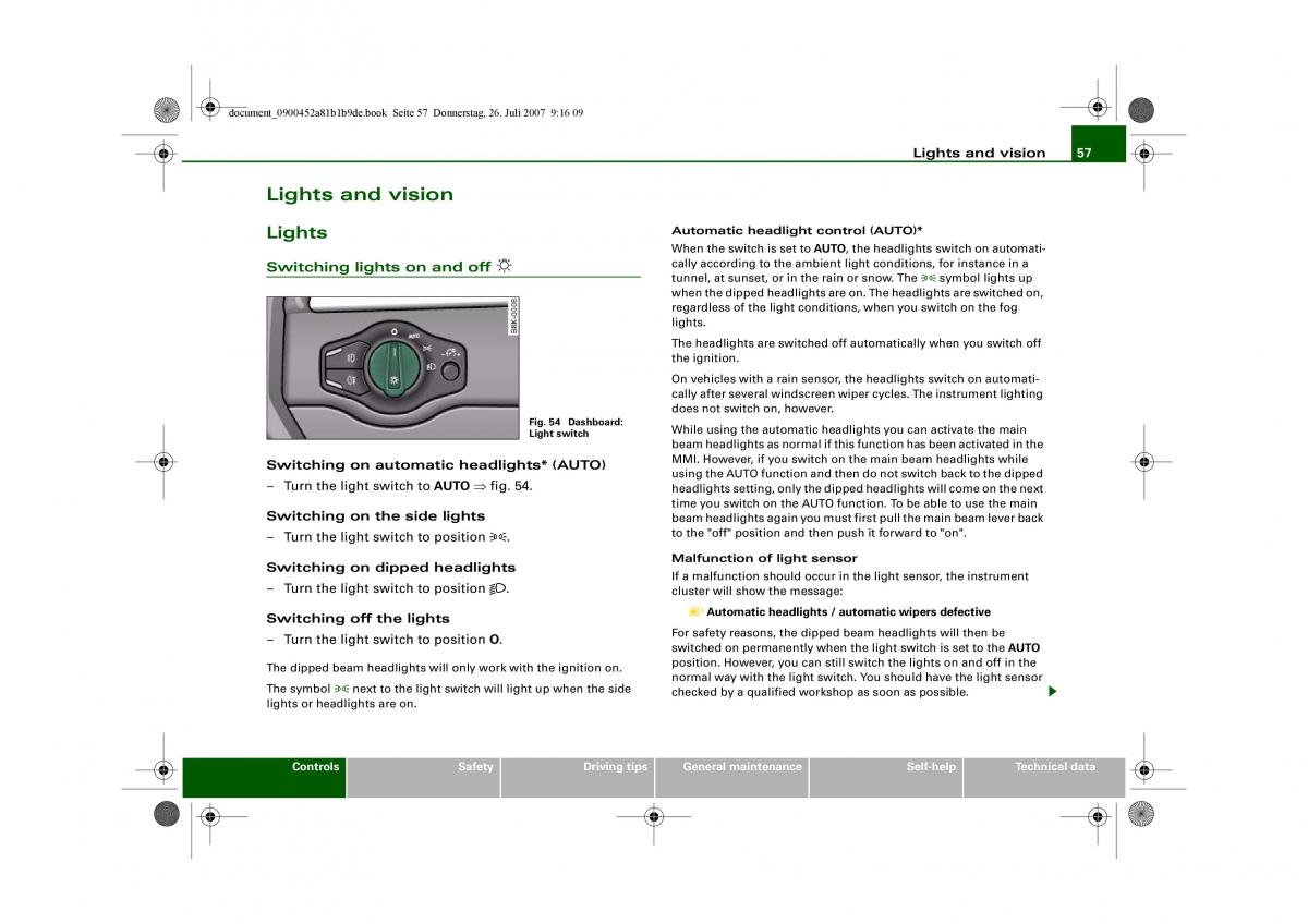 Audi A4 B8 owners manual / page 59