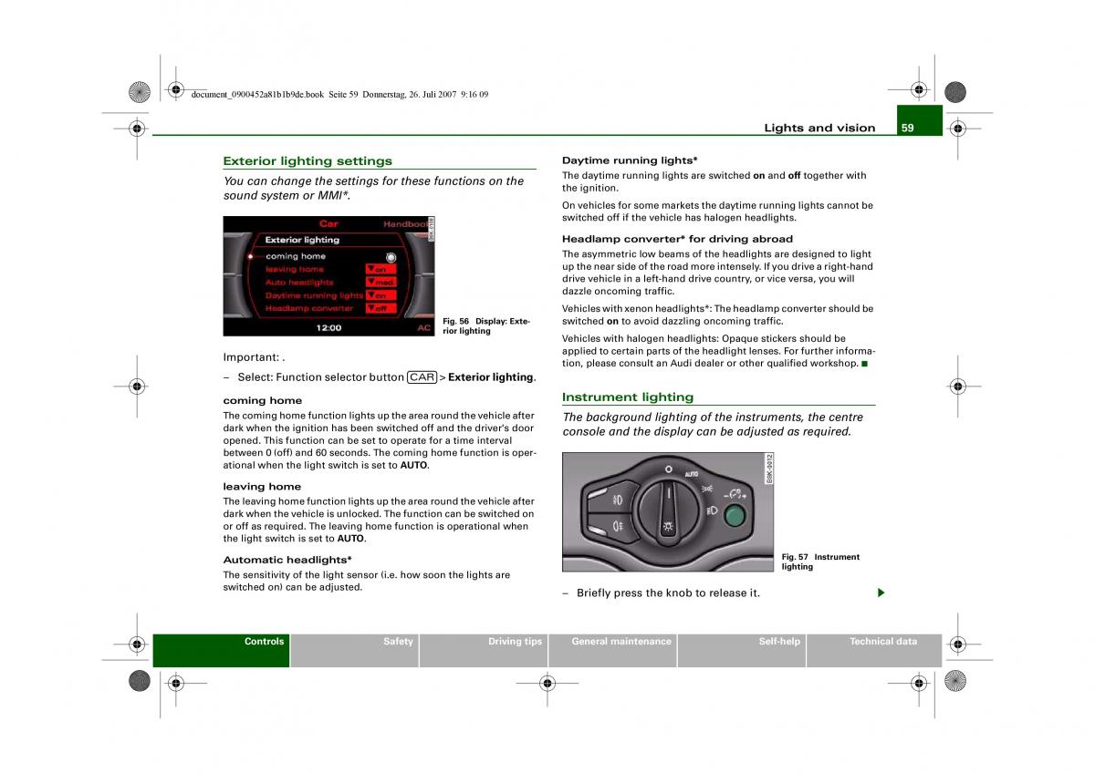 Audi A4 B8 owners manual / page 61