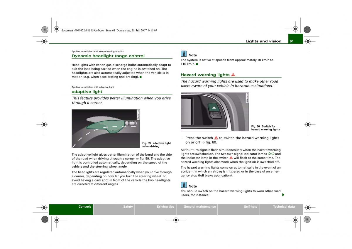 Audi A4 B8 owners manual / page 63