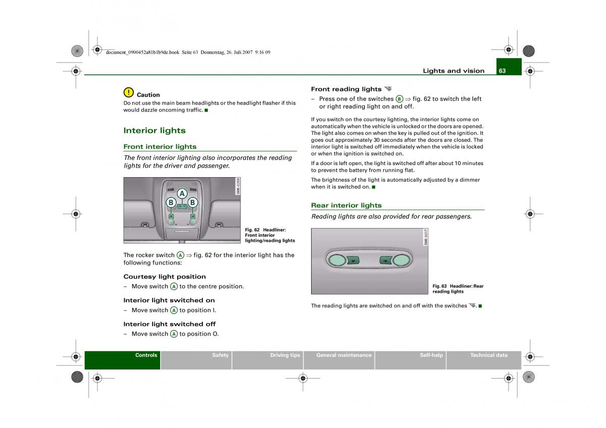 Audi A4 B8 owners manual / page 65