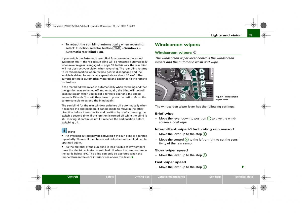 Audi A4 B8 owners manual / page 67