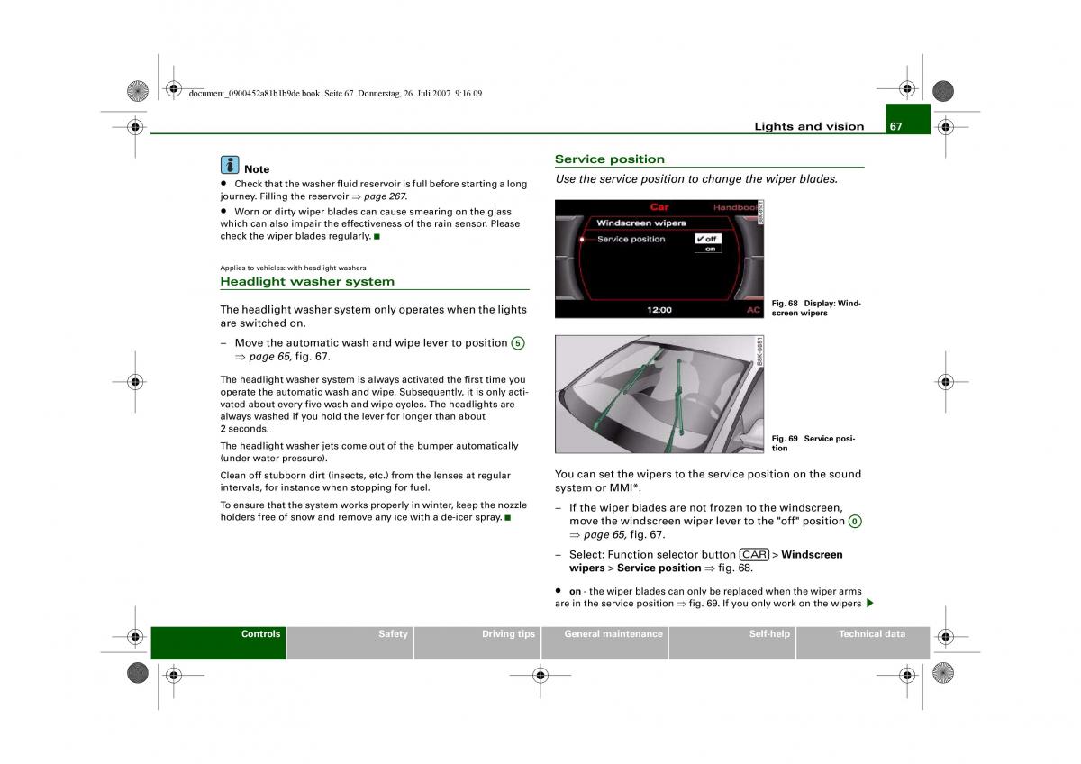 Audi A4 B8 owners manual / page 69