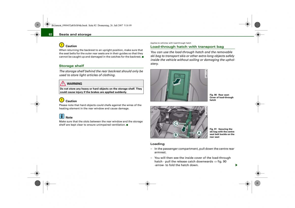 Audi A4 B8 owners manual / page 84